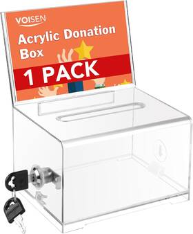 Voisen 744759947017 Clear Donation Box With Lock Ballot Sign Holder Suggestion