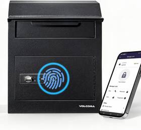 Volcora 510005 Wall-mount Smart Key Mailbox 5-way Access Bluetooth With Drop Slot Black
