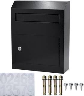 Db-232 Vorvil Mail Drop Box Lock For Secure Outside Key Letter Parcel Money Cash Black