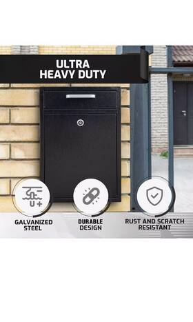 Sdb-207 Vorvil Locking Mailbox Wall Mount - Black Galvanized Steel Keys For Outdoor Wow