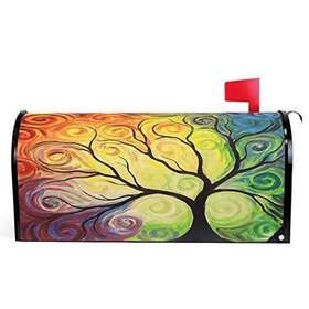 Wamika 035494695917 Colorful Rainbow Tree Of Life Branch Mailbox Covers Standard Size Abstract Tr