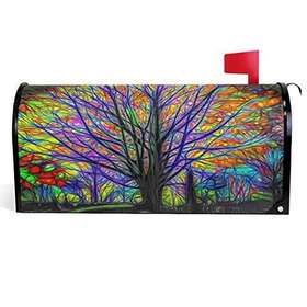 Wamika 955691497605 Rainbow Tree Of Life Mailbox Cover - Colorful Magnetic Wrap Large 25.5 Inch X 21