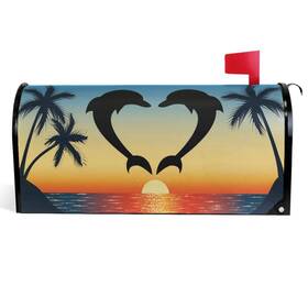 Wamika 955691502149 Heart Shaped Dolphins Mailbox Cover Palm Tree Sunset Ocean Covers Mag