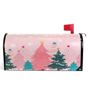 G458514339 Wamika Christmas Tree Pink Magnetic Mailbox Covers Winter Snowflake Xmas Cov