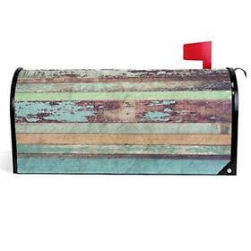 Wamika Old Wooden Mailbox Covers Magnetic Vintage Wood Texture Cover