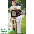 White Black Spaper Yard Mail Slot Post Mailbox Holder Flower Planter Box