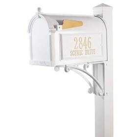 16316 Whitehall Products Mailbox With Post Extra Large C3 Aluminum Front Only White