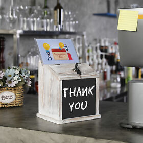 Ofc1267whtws Whitewashed Wood Suggestion Tip Box Fundraising Donation Collection