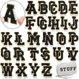 Jizh-willbond-2379 Willbond 52 Pcs Chenille Letter Patches A-z Self Adhesive 2.2 Inch Black