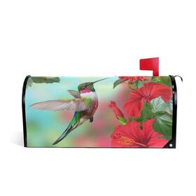 Woor 015211451293 Spring Bird Hummingbird And Flowers Magnetic Mailbox Cover Standard