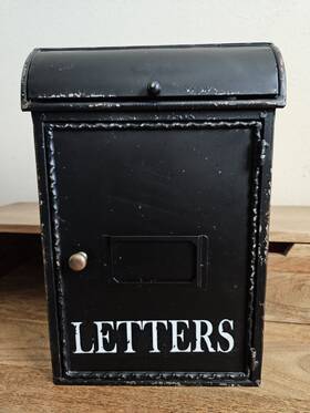 24735629 World Market Metal Decorative Vintage Inspired Black Mailbox Letter Drop 14 Inch Tall -home Decor