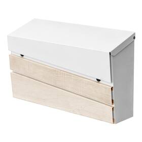 Xhlokk B0fpcp6xbx Wall-mount Mailbox White Walnut Wood Panel Rust Resistant Large Capacity
