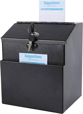 Xyd-direct 313106450458 Suggestion Box With Lock Wall Mountable Metal Donation/ballot/voting Black-mb185