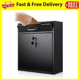 Yaocom 445045965922 Locking Mailbox With Key Lock Outdoor Large Wall Mount Securit