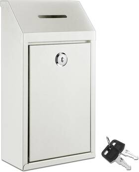 Yaocom 744110315400 Metal Donation Box Collection Safe Suggestion With Lock Wall Mounted Mai