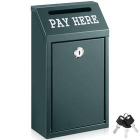 Xie-yaocom-2184 Yaocom Box Money Collection 10.2x 5.7x 2.8inch Metal Donation With Lock Wall Mo