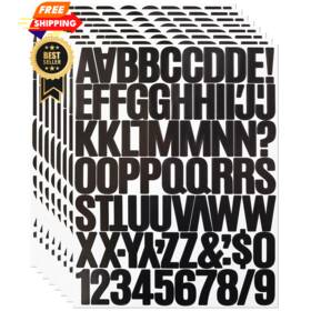 Ykq2205250045 Yiktunq 8 Sheets 1.5 Inch Letter Number Stickers 576 Pieces Adhesive Black