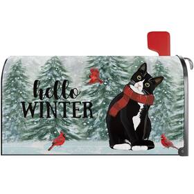 Mc009 Yinena Hello Winter Cat Mailbox Cover Magnetic Standard Size 21x18 Inch Tuxed