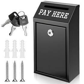 Yuanan 5294tnxe9853 Money Drop Box 10.2 X 5.7 2.8 Inch Black Metal Donation With Lock And