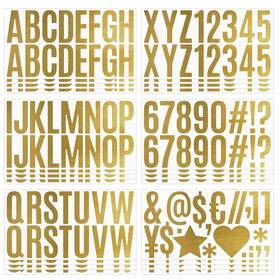 Zjwzsli 9017543753271 400 Gold Letter Stickers - 24 Sheets 2.5 Inch Waterproof Inches