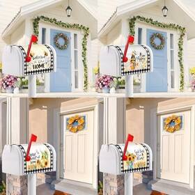 Jax-zonon-122 Zonon 4 Pcs Spring Summer Welcome Mailbox Cover 21 Inch X 18 Standard Sunflower