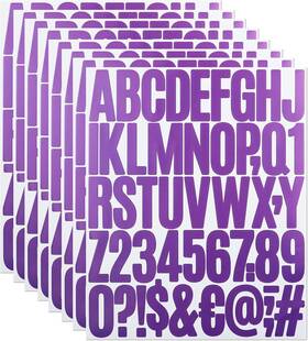 Yn-1638824 Ztxpro 8 Sheets Letter Number Stickers 2 Inch Self-adhesive Vinyl Alphabet Purple