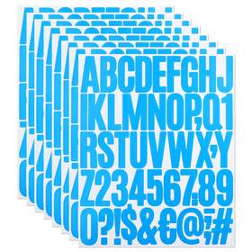 Yn-1638825 Ztxpro 8 Sheets Letter Number Stickers 2 Inch Self-adhesive Vinyl Light Blue