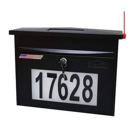 Zuozuoya 709016741036 Black Wall Mount Locking Mailbox - Solar House Numbers Light Large Capacity I