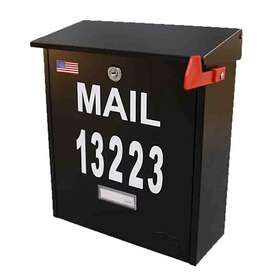 Zuozuoya 709016741234 Wall Mount Locking Mailbox - Black Large Capacity Security House Numbers Mail