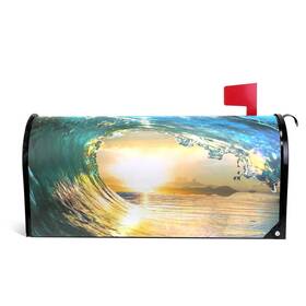 Zzkko 393616481862 Surfing Colored Ocean Wave At Sunset Time Mailbox Covers Magnetic Seasonal Color
