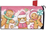 Pink Christmas Mailbox Cover Magnetic Standard Size 20.5" 18", Xmas Gingerbrea. Fixed Price $9.40.