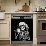 Black Dishwasher Cover Funny Skeleton Coffee Magnets Decora.... Fixed Price $31.45.