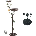 Baths For Outdoors With Solar Fountain, 44" Tall Cast Iron Pedestal Bird.... Fixed Price $86.36.