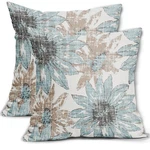 Light Blue And Brown Pillow Covers 18X18 Set Of 2 Sunflower Flowers Print Dec.... Fixed Price $27.99.
