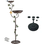 Baths For Outdoors With Solar Fountain, 44" Tall Cast Iron Pedestal Bird.... Fixed Price $91.99.