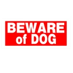 Hillman 847306 Red & White Plastic Beware Of Dog Sign - 6" X 14". Fixed Price $9.95.