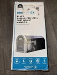 Brunswick Black, Large, Steel, Post Mount Mailbox With Brushed Nickel Flag. Fixed Price $80.45.