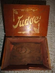 Sandusky Ohio ''judge'' Cigar Box All Original 6.25X4.25X3 Wood. Fixed Price $50.35.