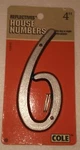 4" Reflective Nail-on House Number # Plastic Inch 102MM Cole 03-6074. Fixed Price $7.88.
