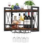 Homeiju Wall Mounted Wine Rack, Bottle & Glass Holder Wood-metal Retro R.... Fixed Price $64.61.