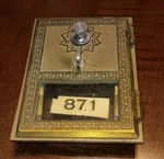 Vintage Antique Office Box Door Postal # 871 For Display Corbin. Fixed Price $28.95.