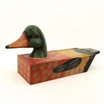 Vtg Mallard Duck Decoy Style Wooden Sliding Storage Box Folk Art 13". Fixed Price $24.99.