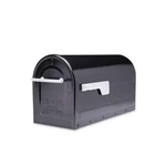 Post Mount Mailbox Boulder Black Large Rust-resistant Steel Silver Handle Flag. Fixed Price $62.01.