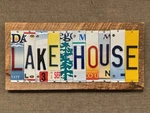 Lake House License Plate Sign Real Cut Up Letters From Different States On Wood. Fixed Price $29.99.
