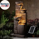 38.2" Tall Solar Powered Water Fountain For OUTDOOR,4 Tiers Modern Cascading Bow. Fixed Price $376.64.