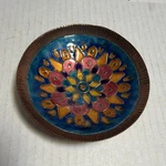 Copper & Enamel Floral Bowl, Blue Multicolor, Round 6 In Diameter. Fixed Price $39.99.