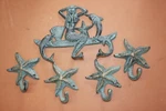 (5) Vintage-look Nautical Mermaid Coat Wall Hooks, Solid Cast Iron Bronze-look. Fixed Price $32.56.