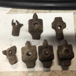 Architectural Salvage Iron Fence End Post Rail Brackets Lot Of 5. Fixed Price $50.00.