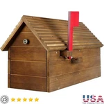 Cedar Mailbox Outdoor Wooden Postal Durable Weather Resistant Red Flag New. Fixed Price $117.79.