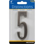 Hillman Distinctions 4 In. Silver Brushed Nickel Self-adhesive Number 5 1 Pc 3PK. Fixed Price $14.93.